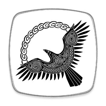 Aigle viking noir - Magnet carré - blanc - Devant