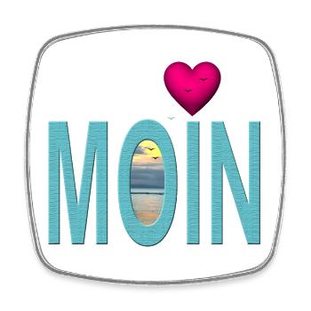 Moin Meer Holztextur mit Herz - Viereckiger Kühlschrankmagnet - Weiß - Vorne