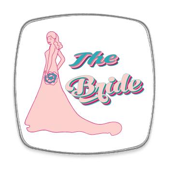 the bride retro pink typographie and silhouette - Square fridge magnet - white - Front