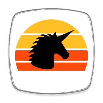 Unicorn in front of a half-sun - Square fridge magnet - white - Front
