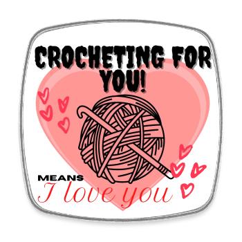 Crocheting for you! means I Iove you rotes Herz - Viereckiger Kühlschrankmagnet - Weiß - Vorne