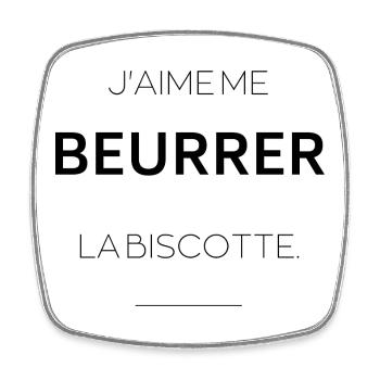 J'aime me beurrer la biscotte - Magnet carré - blanc - Devant