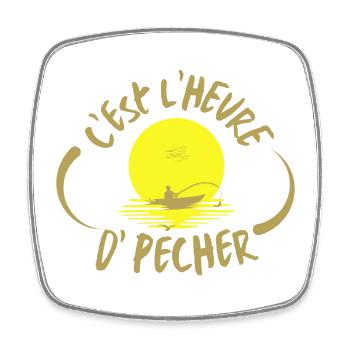 C'est l'heure de pêcher - Magnet carré - blanc - Devant