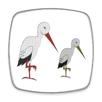 storch mit kind - Viereckiger Kühlschrankmagnet - Weiß - Vorne