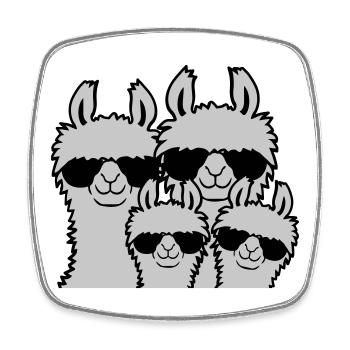 Lama Famille Parents Enfant - Magnet carré - blanc - Devant