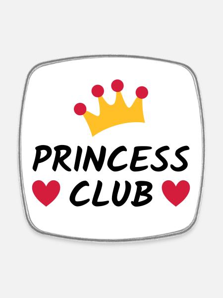 Princess club (crown, hearts) - Square fridge magnet - white