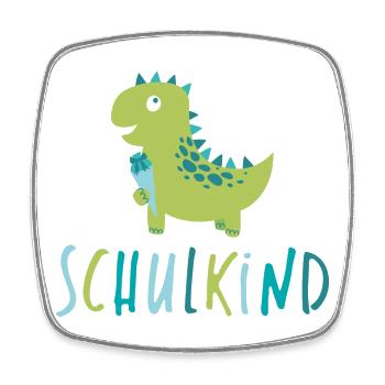 Schulkind - Dino - Viereckiger Kühlschrankmagnet - Weiß - Vorne