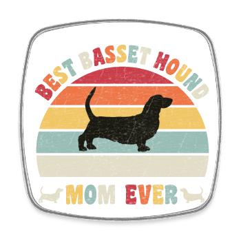 Meilleur Basset Hound maman jamais amoureux des chiens vintage rétro - Magnet carré - blanc - Devant