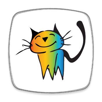 Cute Rainbow Cat - Viereckiger Kühlschrankmagnet - Weiß - Vorne
