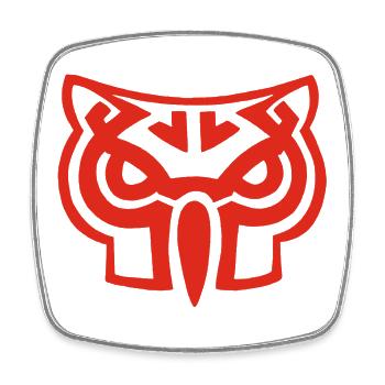 Red owl head - Square fridge magnet - white - Front