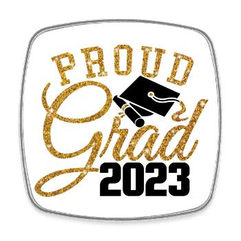 Proud Grad 2023 Graduated Student Graduation Party - Square fridge magnet - white - Front