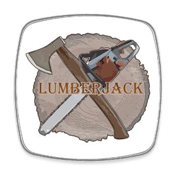 Lumberjack Wood Saw Axe - Viereckiger Kühlschrankmagnet - Weiß - Vorne