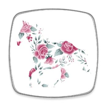 Pferd Reiten Rosen Pferde Aquarell Geschenk - Viereckiger Kühlschrankmagnet - Weiß - Vorne