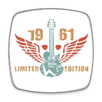 Guitar Guitar Player 1961 Birthday Guitarist - Square fridge magnet - white - Front