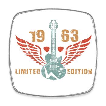 Guitar Guitar Player Musician 1963 Birthday - Square fridge magnet - white - Front