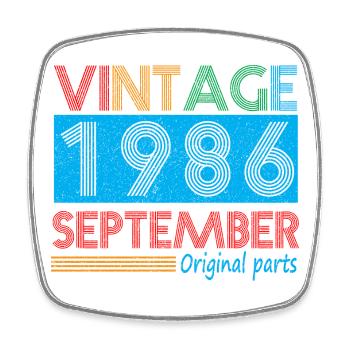Jahrgang September 1986 39 Jahre alte Geburtstagsgeschenke - Viereckiger Kühlschrankmagnet - Weiß - Vorne