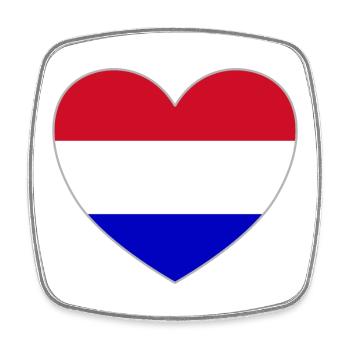 Holland Flagge Herz - Viereckiger Kühlschrankmagnet - Weiß - Vorne