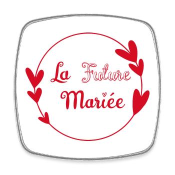 la future mariée contour cœurs rouges romance - Magnet carré - blanc - Devant