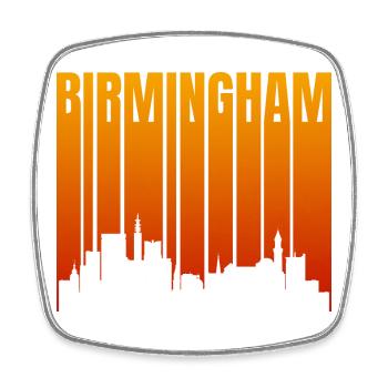 Birmingham Skyline Neonstreifen - Viereckiger Kühlschrankmagnet - Weiß - Vorne