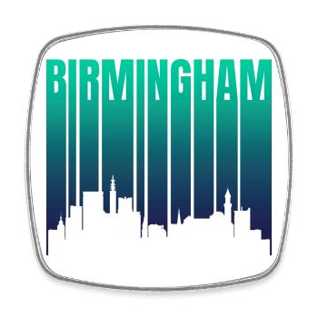 Birmingham Skyline Gradient - Viereckiger Kühlschrankmagnet - Weiß - Vorne