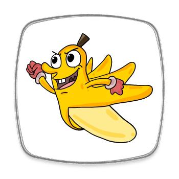 Banane - Magnet carré - blanc - Devant