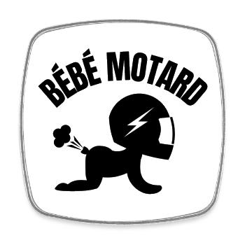 motard, bébé motard, moto, moto sport - Magnet carré - blanc - Devant