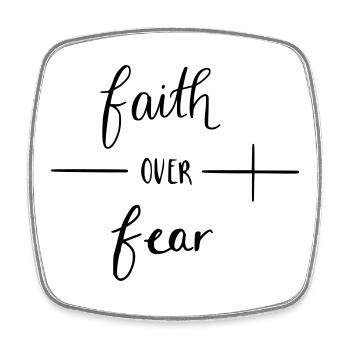 faith over fear - Square fridge magnet - white - Front