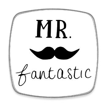 Mr. fantastic - Square fridge magnet - white - Front