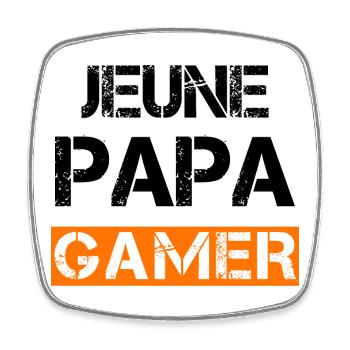 Jeune Papa Gamer - Magnet carré - blanc - Devant