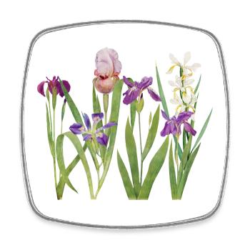 Wild Iris and Orchid Botanical Design - Square fridge magnet - white - Front