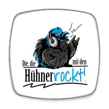 Mit Hühnern rocken - Viereckiger Kühlschrankmagnet - Weiß - Vorne