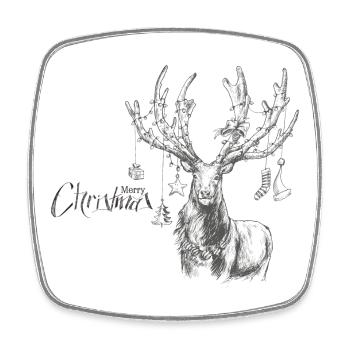 Cerf de Noël avec cadeaux - Magnet carré - blanc - Devant