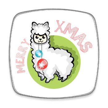 merry christmas alpaka Symbol Natur Tiere xmas - Viereckiger Kühlschrankmagnet - Weiß - Vorne