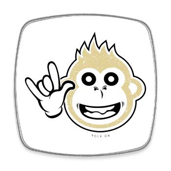Rock on monkey - Square fridge magnet - white - Front