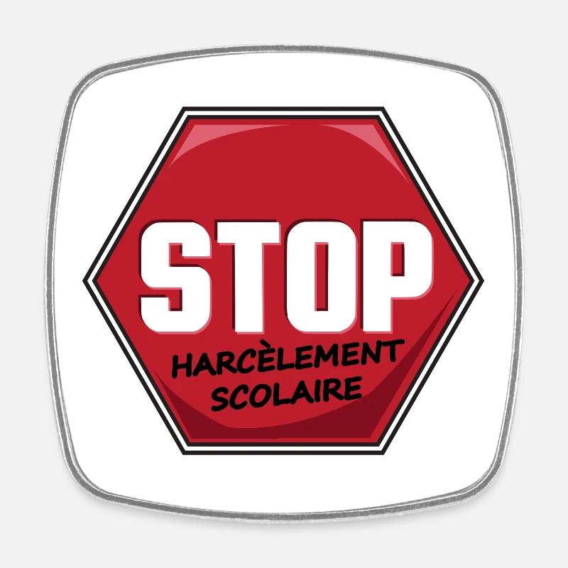 Stop Harcèlement Scolaire - Magnet carré - blanc