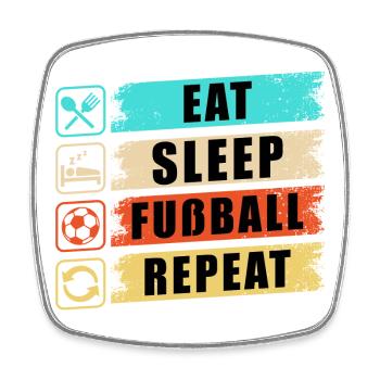 Eat Sleep Fußball Repeat - Viereckiger Kühlschrankmagnet - Weiß - Vorne