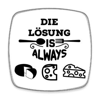 Käse ist die Lösung - Viereckiger Kühlschrankmagnet - Weiß - Vorne
