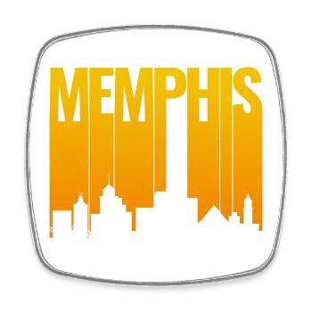 Memphis Skyline Gold Gradient - Viereckiger Kühlschrankmagnet - Weiß - Vorne