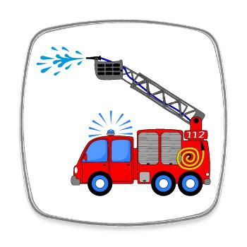 Camion de pompiers avec échelle et eau enfants - Magnet carré - blanc - Devant