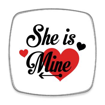 Love Heart with Typographic Feelings - Square fridge magnet - white - Front