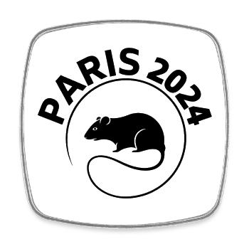 mascotte, rat, Paris - Magnet carré - blanc - Devant