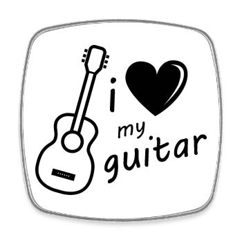guitar Gitarre Symbol Grafik Herz Illustration - Viereckiger Kühlschrankmagnet - Weiß - Vorne