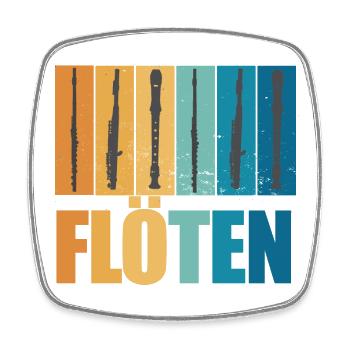 Flöten Vintage Musiker Instrument Geschenk - Viereckiger Kühlschrankmagnet - Weiß - Vorne