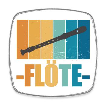 Flöte Vintage Musiker Instrument Geschenk - Viereckiger Kühlschrankmagnet - Weiß - Vorne