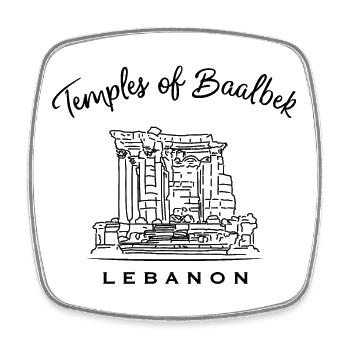 Liban, temples de Baalbek, site du patrimoine mondial - Magnet carré - blanc - Devant