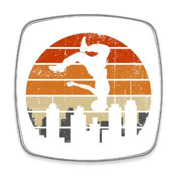 Sunset Acrobat Over City Skyline - Square fridge magnet - white - Front