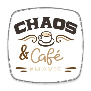 Chaos and #mavie coffee - Square fridge magnet - white - Front