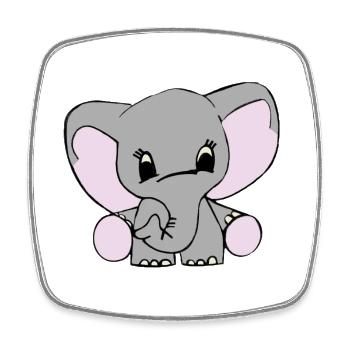 Éléphant aux grandes oreilles – Motif de nurserie - Magnet carré - blanc - Devant