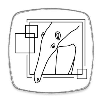 Ameisenbär in geometrischer Form - Line-Art-Design - Viereckiger Kühlschrankmagnet - Weiß - Vorne