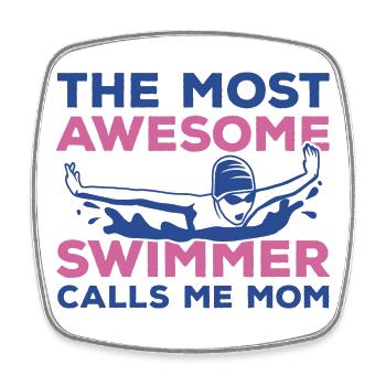 Schwimmer Mutter - Viereckiger Kühlschrankmagnet - Weiß - Vorne